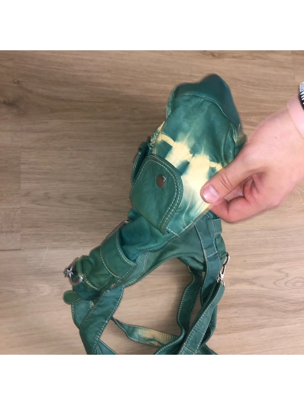 ANGEL KISS GREEN TIE DYE SOFT VEGAN LEATHER HOBO CROSSBODY SHOULDER PURSE BAG